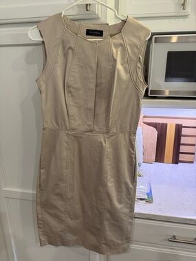 Piazza Sempione Beige Tailored Sleeveless Mini Dress